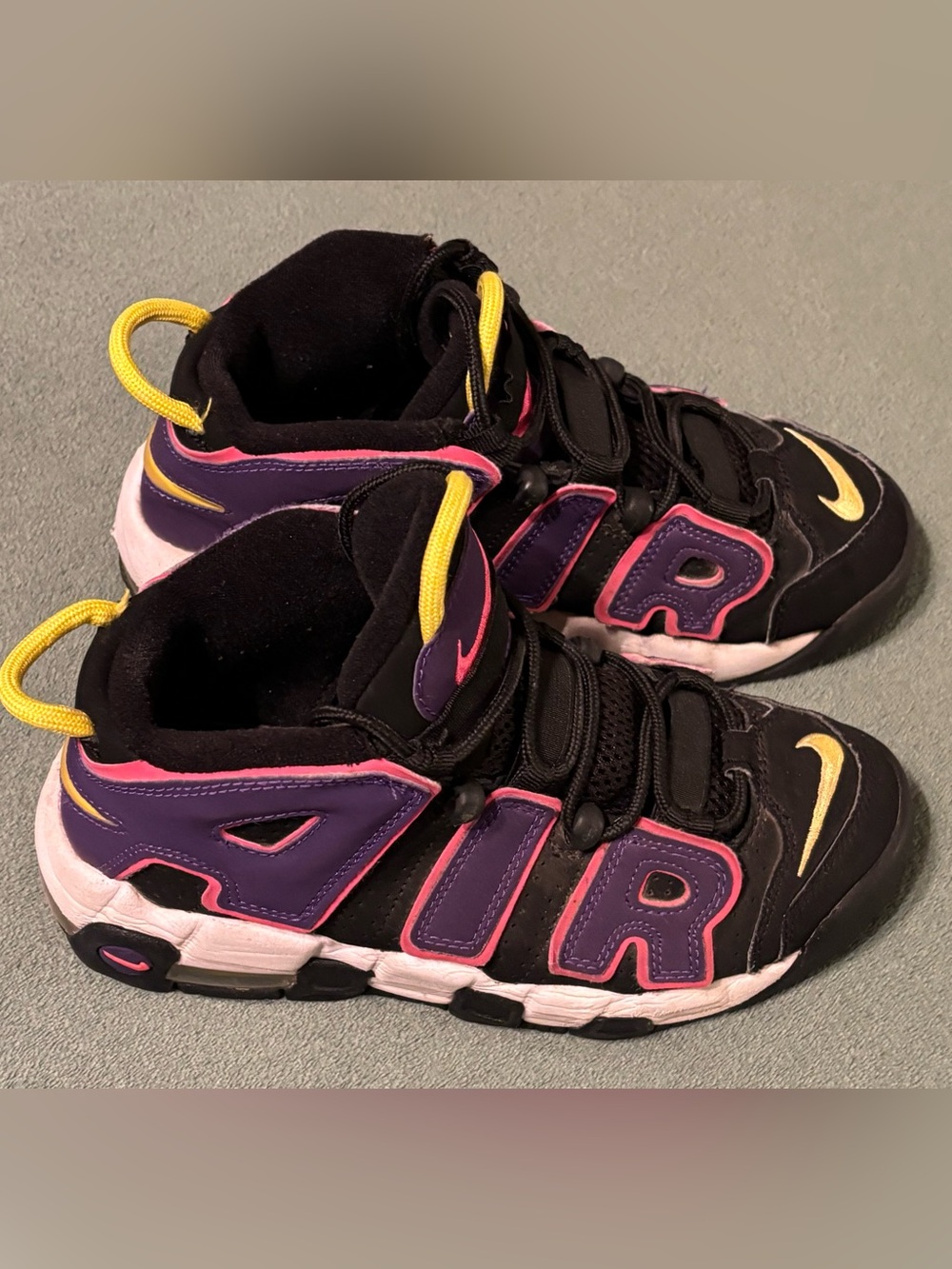 Nike Kids Black Sneakers with Purple, Pink & Yellow Accents, Size: 4Y